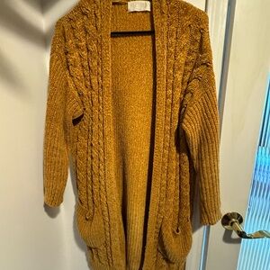 Cozy Mustard Cable Knit Cardigan